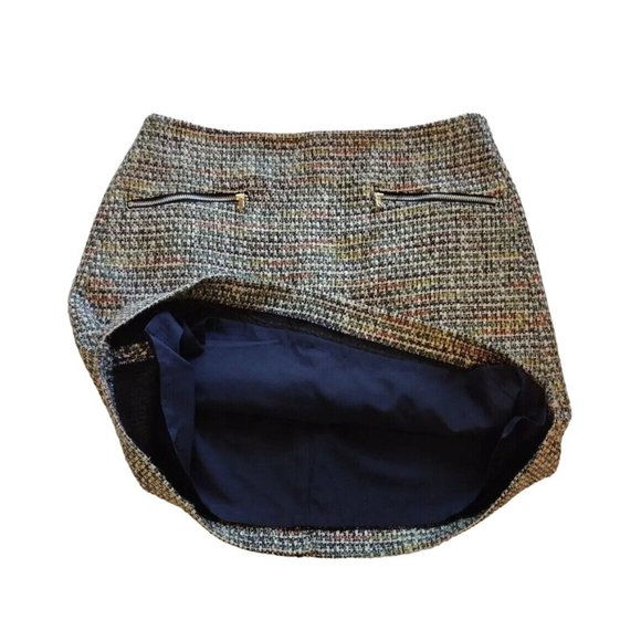 Loft Skirt Womens 4 Mini Tweed Zip Front Pockets Lined Multi Color - Picture 9 of 10